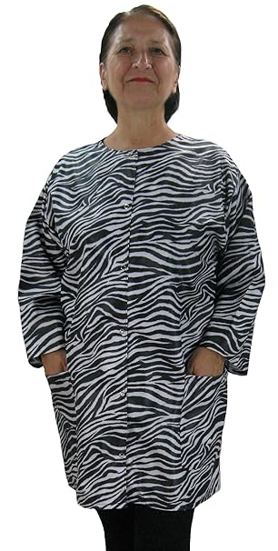 Amazon Com Plus Size Zebra Print Hair Stylist Smock Dog Groomers