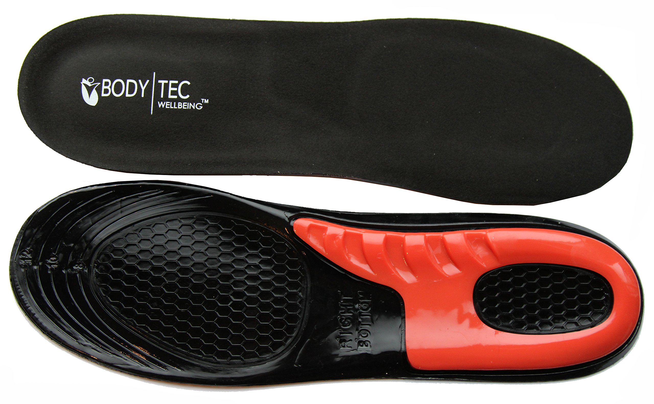 Bodytec Wellbeing (UK 8-11) Massaging Gel Insoles for Running or Hiking. Fantastic Shock Absorption Insoles