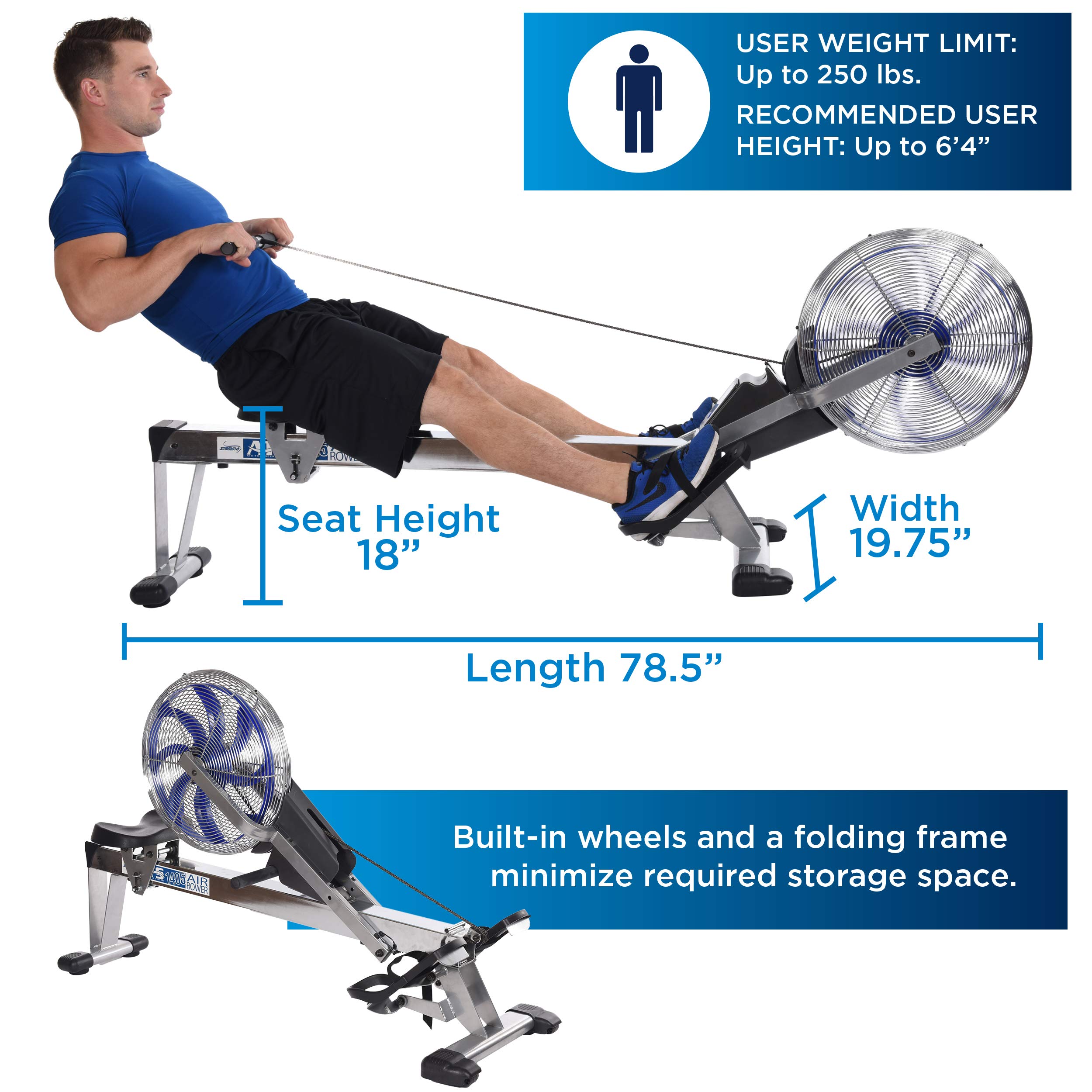 Galleon Stamina 351405 ATS Air Rower 1405 Rowing Machine, Air