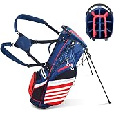 Golf Stand Bag, 14 Way Golf Bag, USA Stars &amp; Stripes | Lightweight 14 Way Top Dividers Golf Carry Bag with 8 Pockets Golf Bag for Golf Club Golf Cart for Men &amp; Women