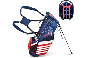 BOBOPRO Golf Stand Bag, Lightweight 14 Way Top Dividers Golf Carry Bag with 8 Pockets, USA Stars & Stripes Golf Bag for Golf Club Golf Cart for Men & Women
