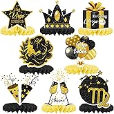 SKJIAYEE Virgo Birthday Honeycomb Centerpieces Party Decorations, Black Gold Zodiac Virgo Honeycomb Centerpieces for Horoscope, Astrology August September Bday Party Decorations, Ideas, Jokes Favors