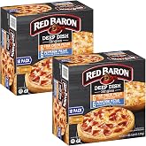Gourmet Kitchn Red Baron Deep Dish Pizza Singles, Variety Pack | 24 Pizzas Total | 12 Cheese, 12 Pepperoni, 2 Pack