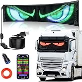 VDIKKS Devil Eyes Light for Windshield, 23"×5" Flexible Bluetooth APP Control Scrolling LED Car Sign Full Color Display Custom Text Pattern Animation Programmable LED Sign for Car Truck (1PCS)