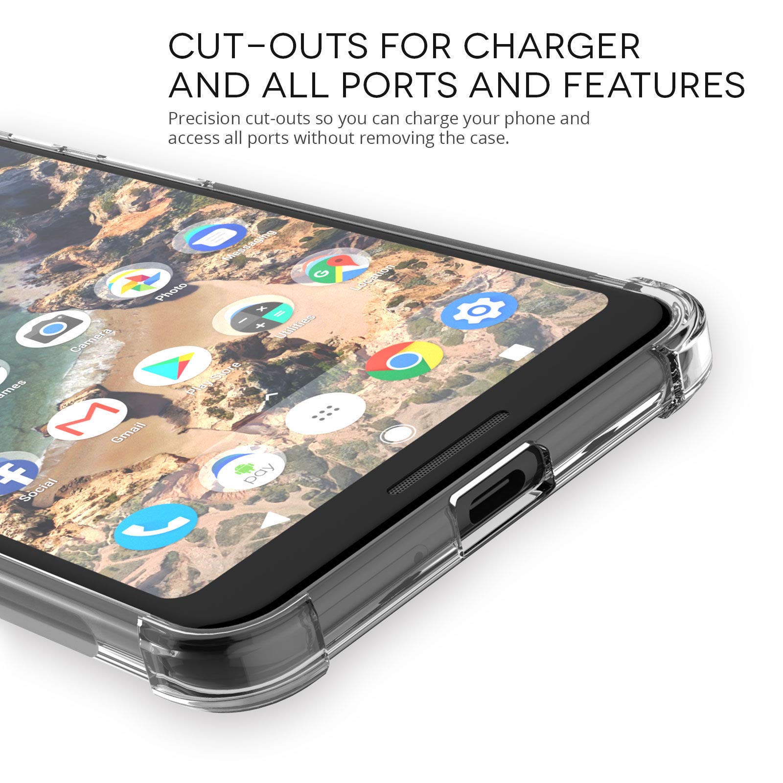 Google Pixel 3 XL Case, Androgate Transparent Slim Soft TPU Cover Bumper Case for Google Pixel XL3, Clear