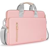 KIZUNA Laptop Bag Case 15.6 Inch Computer Shoulder Messenger Sleeve Briefcase For 16" MacBook Pro M1 M2 Max/16 Lenovo IdeaPad Flex 5i/Thinkbook 16+ /15.6" HP Envy x360 15/Dell XPS 15/LG Gram 15,Pink