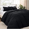 Bare Home Microfiber Duvet Cover Set - Ultra Soft Washed Microfiber - Oversized King Size - Linen-Like Look - Easy Care - Breathable Fabric - Our Softest Duvet Cover Set (Oversized King, Black)