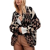 Women Boho Cardigan Sweaters Button Down Shawl Collar Oversized Sweater Coats Y2k Print Cardigans Fall Fashion