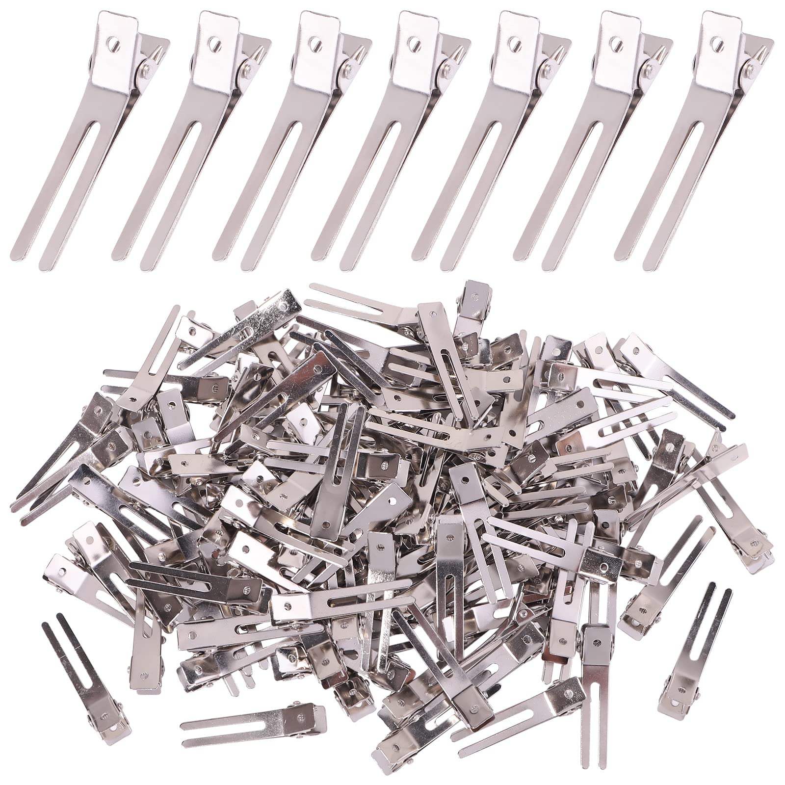 Photo 1 of 120pcs Double Prong Curl Clips, Metal Hairpins for Hair Styling and Bows, Salon-Grade Hair Clips for Curling (Silver)