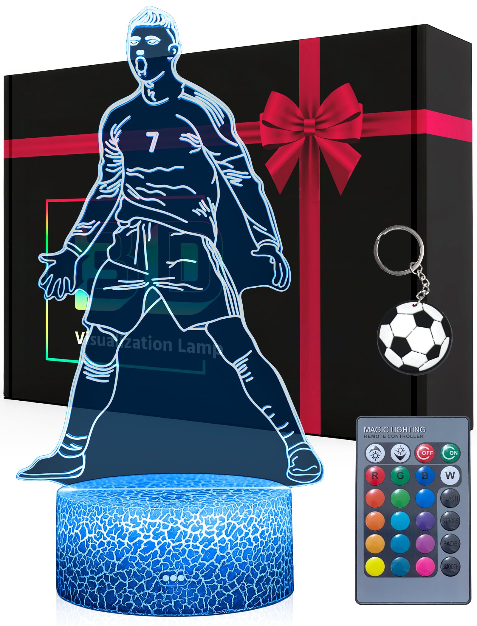 Photo 1 of ARERG Soccer Night Light for Boys, 16 Colors Changing Dimmable with Remote, Siuuuu Celebration Figurine Lamp, Creative Soccer Decor Gifts for Girls Teens Men Birthday Christmas