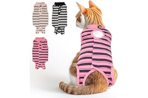 IKIKICUBEE 3 PCS Cat Recovery Suit for Spay Abdominal Wounds Female, Cat Onesie for Cats After Surgery, Pet Surgery Recovery Suit Kitten Onesie for Cats Anti Licking
