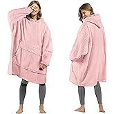 Tirrinia Oversized Wearable Blanket Hoodie, Sherpa Fleece Home Blanket Sweatshirt, Cozy and Warm Blanket with Sleeves, Gift for men and women.