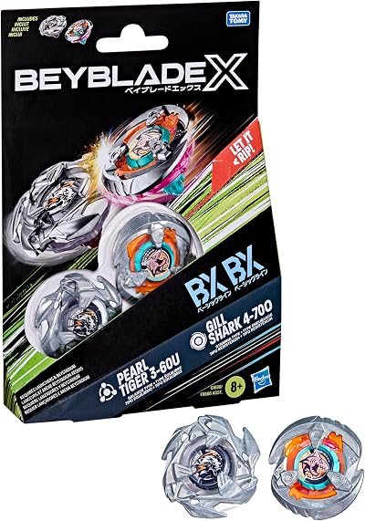 Beyblade X Gill Shark 4-70O & Pearl Tiger 3-60U Dual Pack Set