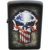 Zippo Custom American Flag Punisher Punisher Skull Lighter - Matte Black