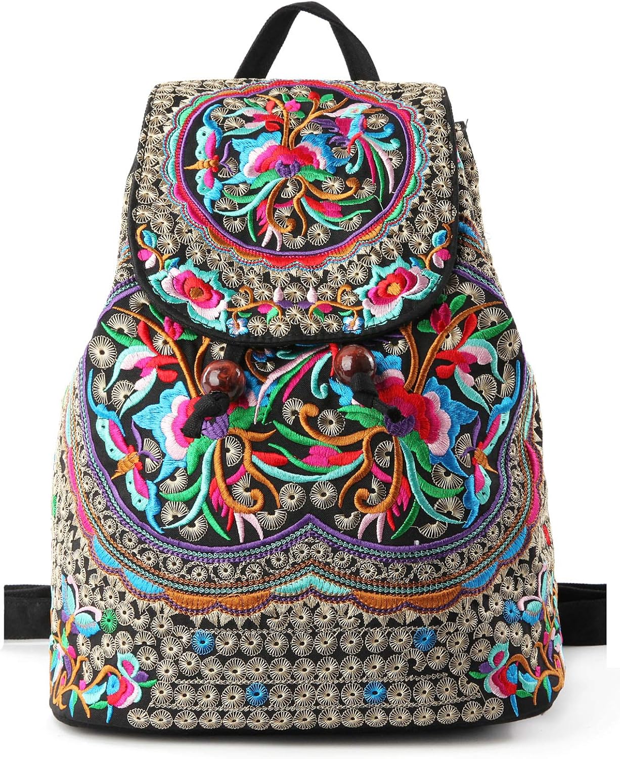 Goodhan Vintage Embroidered Women Backpack Ethnic Travel Handbag Shoulder Bag