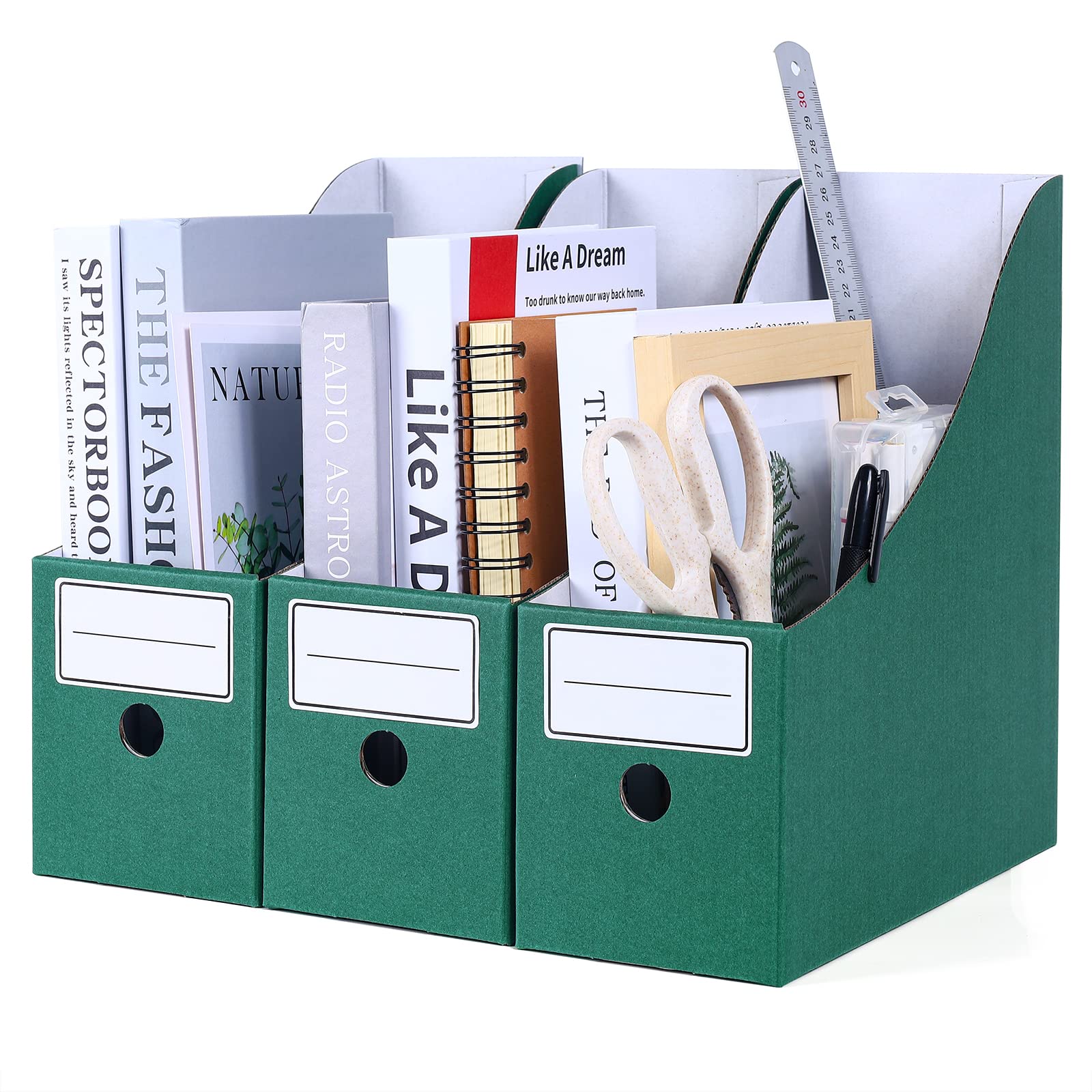 komstuon Magazine File Holder,6 Pcs Cardboard Magazine File Holder,Desk Organiser for School,Office,Home Magazine File