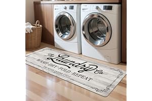 Pauwer Laundry Room Rug Runner 20"x60" Waterproof Rubber Laundry Mat Non Slip Kitchen Mats for Floor Washable Floor Mat Runner Rug for Farmhouse Mudroom Washroom Bathroom Decor
