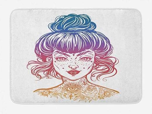 Amazon Com Cdhbh Portrait Of Tattooed Woman With Retro Hair Bun