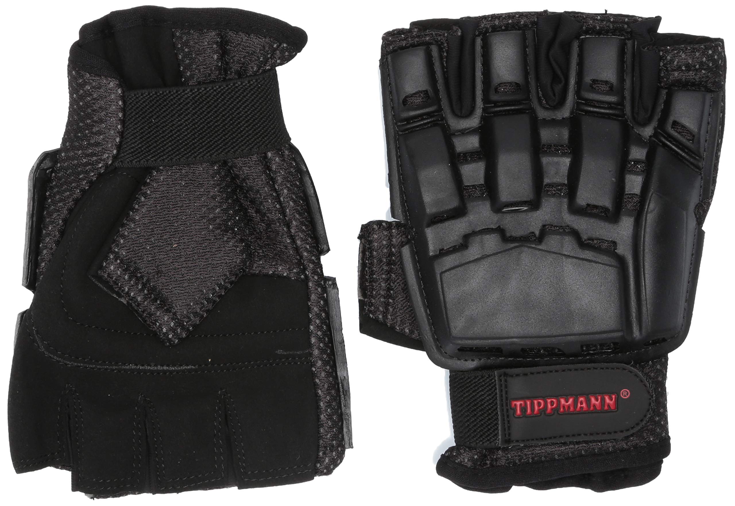 Tippmann Armored Gloves Fingerless/Half Finger Gloves Fit for Paintball & Air Soft, Black, Large