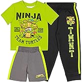 Nickelodeon Teenage Mutant Ninja Turtles Boys 3-Piece Pants Set - Short Sleeve Tee, Shorts, & Jogger TMNT 3-Pack Bundle Set