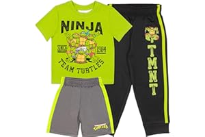 Nickelodeon Teenage Mutant Ninja Turtles Boys 3-Piece Pants Set - Short Sleeve Tee, Shorts, & Jogger TMNT 3-Pack Bundle Set