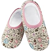 Snoozies Skinnies Wine Coffee slipper socks for Women Non-Slip Lightweight Soft Sherpa Lining- Foldable Travel