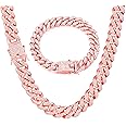 GIHENHAO 2pcs Cuban Link Chain for Men,Miami Cuban Chains,Bling Diamond Chain for Hip Hop Jewelry