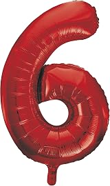 Unique Red Number 6 Foil Balloon 86cm Birthday Party Centerpiece view 1