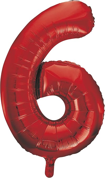 Unique Red Number 6 Foil Balloon 86cm Birthday Party Centerpiece