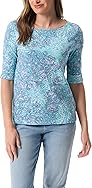 Gloria Vanderbilt Women's Alanis Boat Neck Knit Tee Shirt with Elbow Sleeves Standard