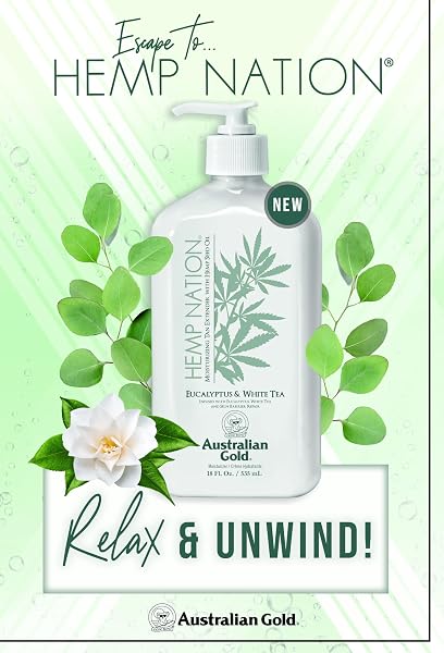 AUSTRALIAN GOLD HEMP NATION EUCALYPTUS & WHITE TEA BUNDLE – TAN EXTENDER BODY LOTION (18 FL OZ) AND EXFOLIATING AGAVE & LIME BODY SCRUB (8 FL OZ), SKIN BARRIER REPAIR, PURE HEMP SEED OIL