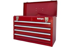 Workington Portable Metal Tool Chest with 4 Drawers, 20" 4-Drawer Tool Chest Cabinet with Ball Bearing Drawer Slides, Steel Tool Storage Box Organizer 4004 Red