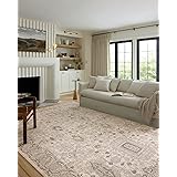Loloi II Teagan Collection TEA-03 Ivory / Sand 6'-7" x 9'-2", .25" Thick, Area Rug, Soft, Durable, Neutral, Woven, Low Pile, 