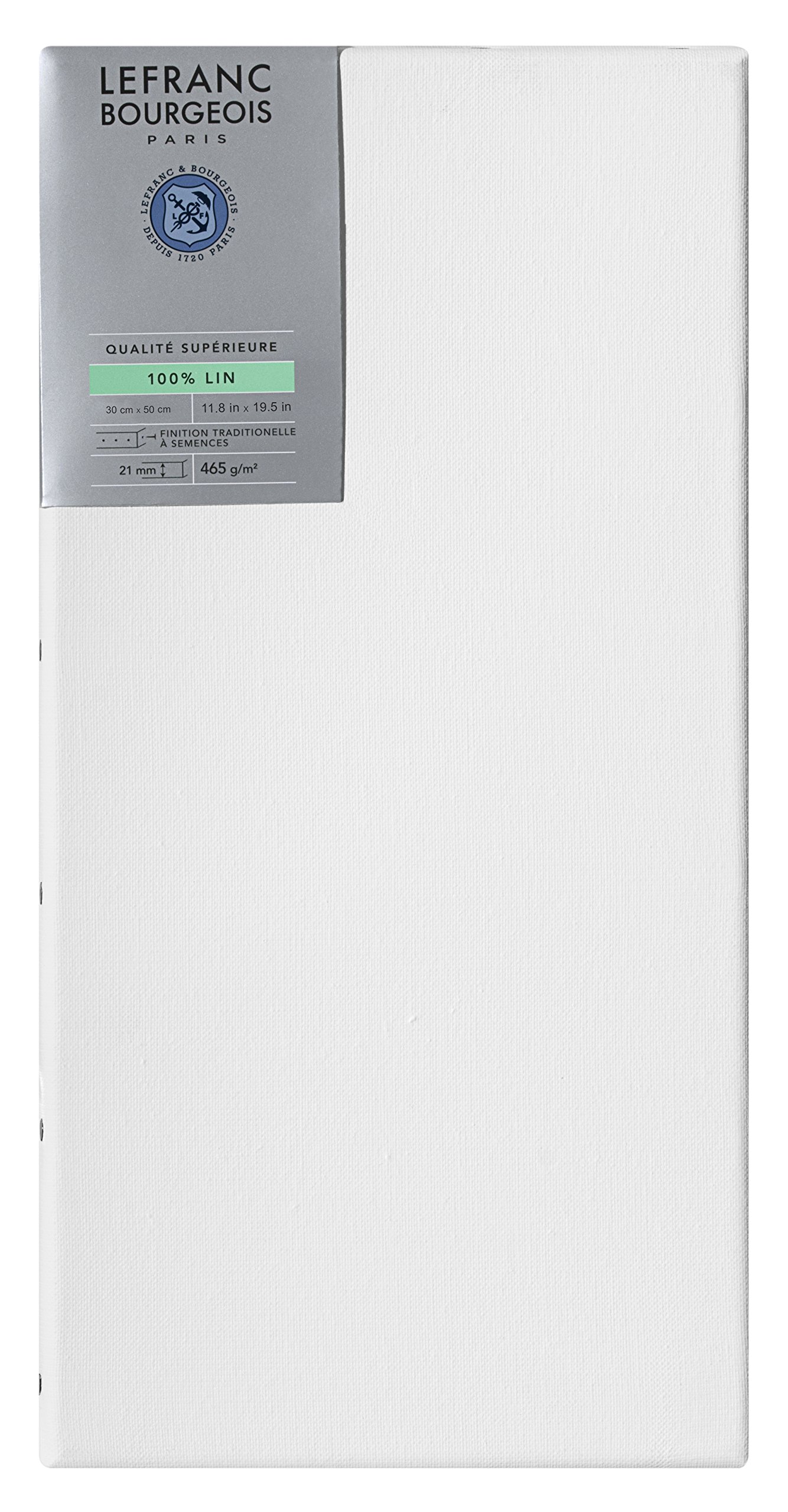 Lefranc Bourgeois 111250 Stretcher Frame Made of 100% Linen in Premium Quality, Ready to Use Primed with Titanium Dioxide Gesso, Nailed to Side on Solid Pine Wood 30 x 50 cm