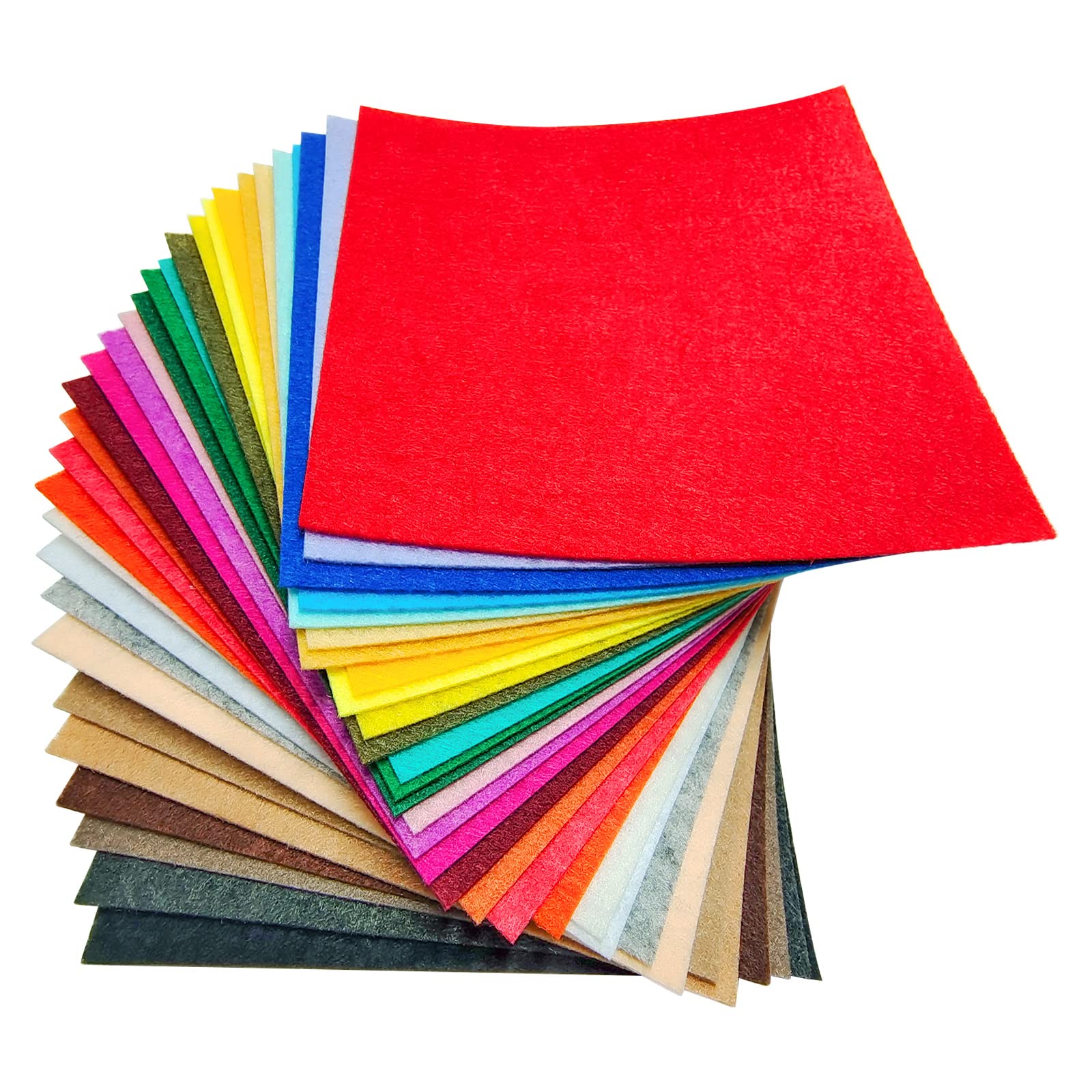 Stiff Felt Sheets, 32 Pcs Felt Fabric, 12.7×12.7cm Colour Felt for Crafts, Craft Felt Square for for Sewing
