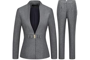 MODFUL Women's Business Pant Suit Set 2 Piece Slim Fit Blazer Jacket One Button Buckle Closure Lady Work Suit for Office