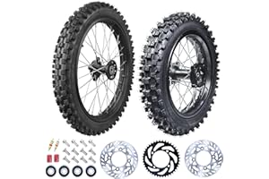 RUIQIMOTO 2.50-14 60/100-14 Front 3.00-12 80/100-12 Rear Rim Wheel Tires With 12-15mm Bearing for 50cc 90cc 110cc 125cc SSR125 TTR110 PW80 CRF70 KLX110 Apollo TaoTao DB14 Coolster Pit Bike Motorcycle