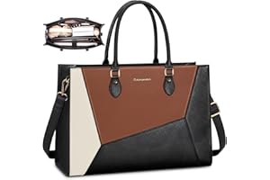 Laptop Bag for Women 15.6 inch Work Tote Bag PU Leather Waterproof Computer Briefcase Shoulder Bag for Business Office