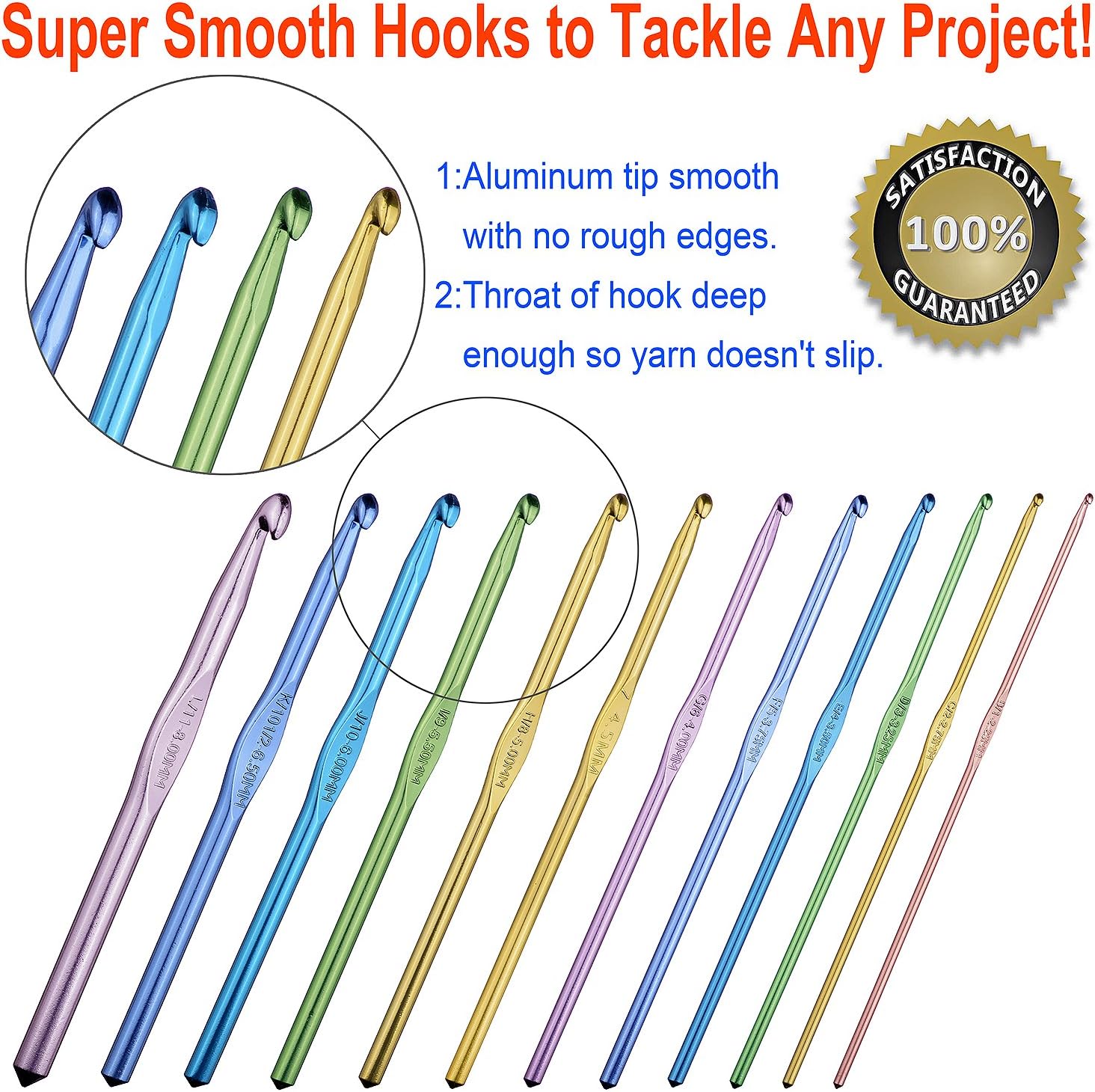 Crafts 8 Q 7 N 15 mm K L M P 12 Clover Amour Large Crochet Hook Set 6.5
