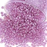 Gacuyi 2100 Pcs Size 6/0 Glass Seed Beads, 4 mm Light Purple Small Mini Spacer Loose Pony Beads for Jewelry Making and DIY Crafts