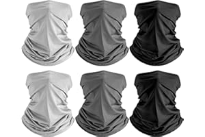 HONGTEYA 6 Pack Neck Gaiter Face Mask: Breathable Windproof Face Cover Balaclava High Elastic Earloop Bandana for Men Women
