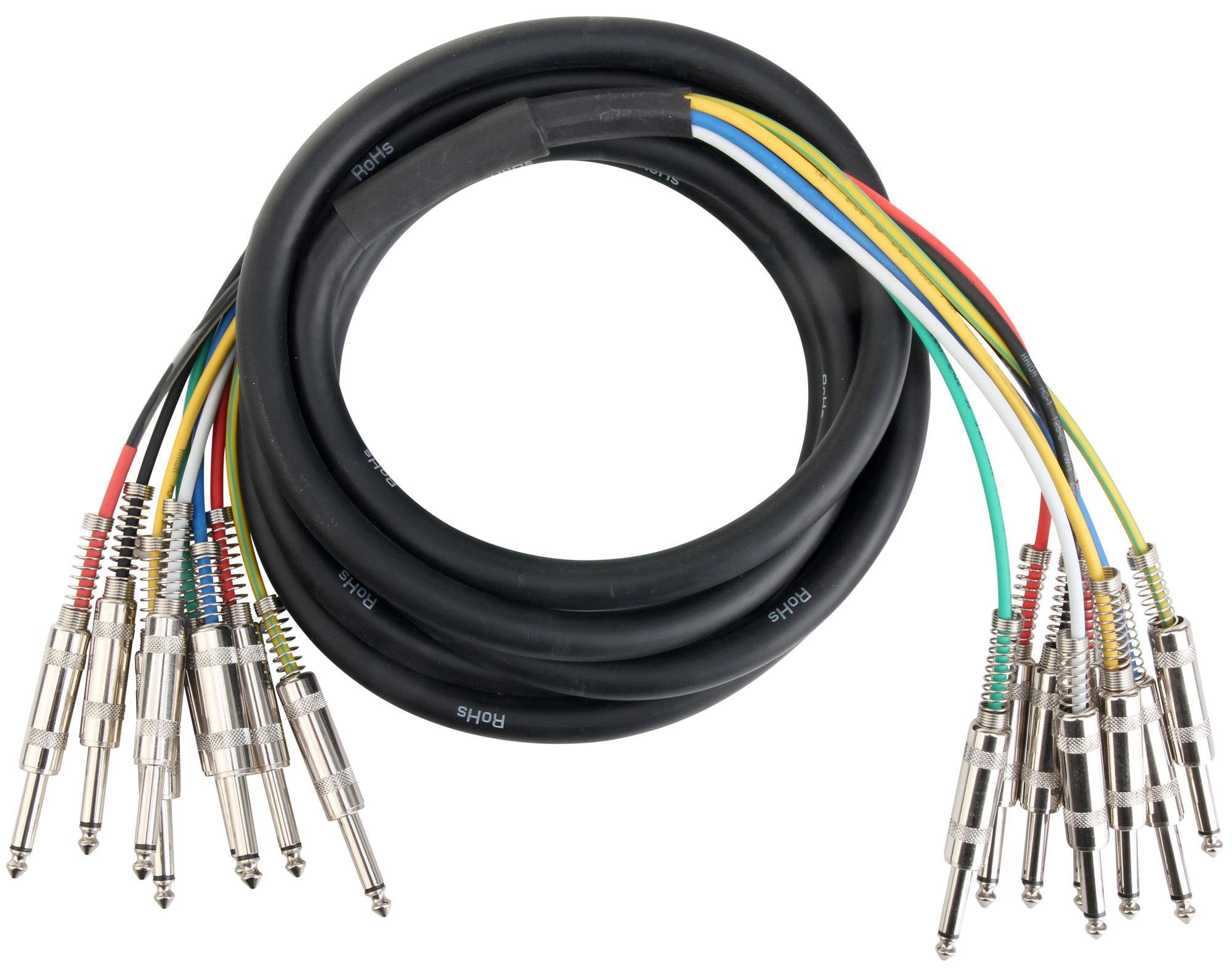 Pronomic 8 x 6.3 mm Jack Mono to 6.3 mm Jack Mono 8 x 3 m Multicore Cable for Studio & Stage