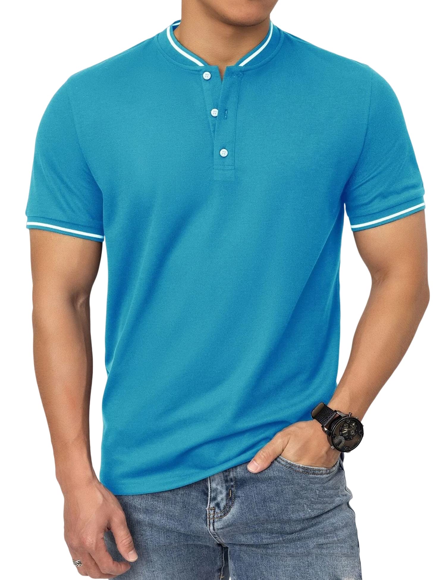 OYOZONE Men's Regular-Fit Cotton Pique Polo Shirt