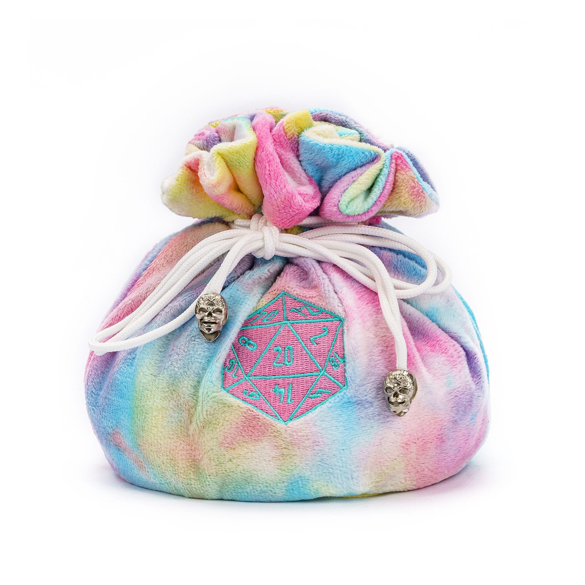 cusdie High-Capacity Velvet Dice Bags with Pockets Storage Bag Capacity 200+ Dice Holder for DND RPG Game Dices Collection(Rainbow)