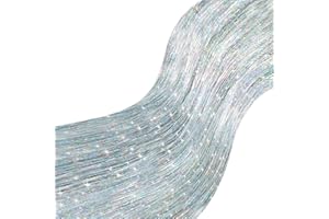 JREMREO Pack of 3000 Strands Iridescent Silver Christmas Icicle Tinsel Foil Fringes | 19.8 Inches, Christmas Tree Tinsel Curtain Decoration for Indoor Outdoor Winter Home New Year Eve Birthday Party Supplies