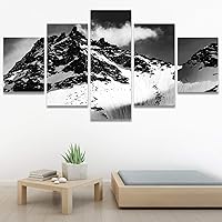 SIGNWIN 5 Panel Canvas Wall Art Monochromatic Mountains for Home Decorations Ready to Hang - 60