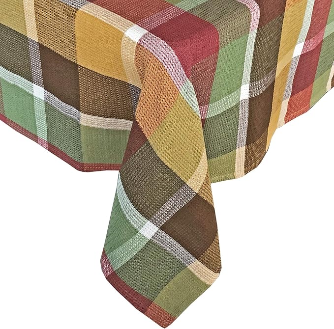 Lintex Cottage Farm Plaid Autumn and Thanksgiving 100 Cotton Fabric Tablecloth