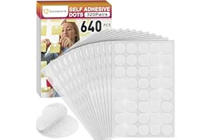 SUMMERBRITE Dots with Adhesive 320 Pairs/640Pcs, 0.78 Inch Round Hook and Loop Tape, Strong Sticky Back Fasteners, Double Side Adhesive Dots, Heavy Duty Self-Adhesive Circles for Home, Office, School, and Crafts