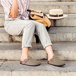 ODOLY Genuine Suede Clogs for Women Men Soft Cork