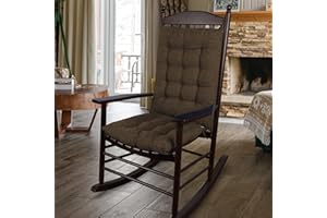 ELFJOY Extra Large Rocking Chair Cushion Thick Linen Chair Pads Back and Seat Cushion 2 Piece Set with Ties